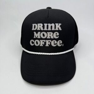 Dutch Bros Drink More Coffee Trucker Hat Black Snapback Rope Mesh Cap OS